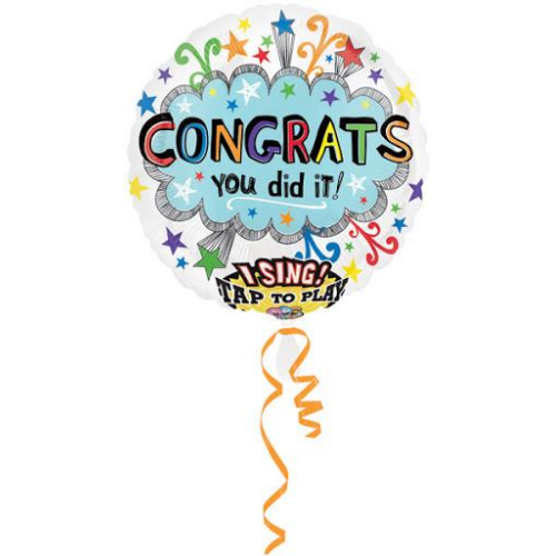 Congrats Singing Balloon, 28"