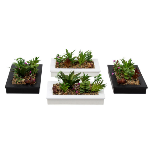 Artificial Plant with Rocks in Rectangular Pot