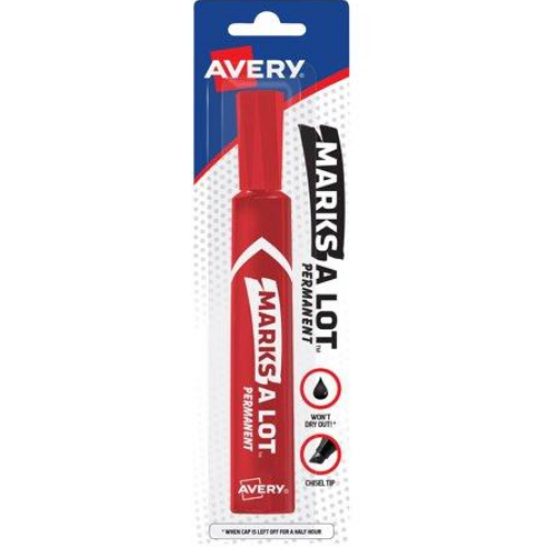 Permanent Marker, Chisel Tip, Red