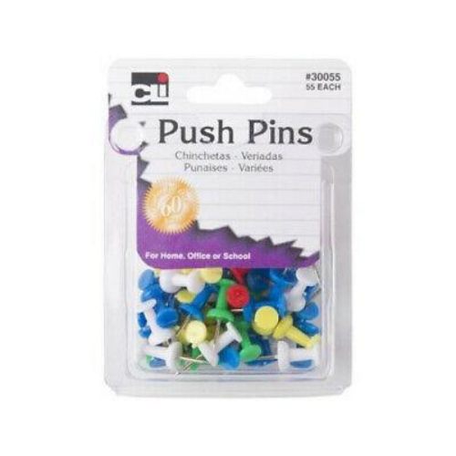 Push Pins, 55ct, Asst.