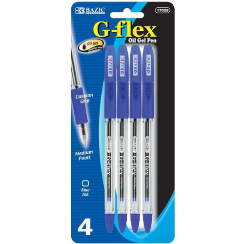 Oil Gel Pen, Blue (4/Pack)