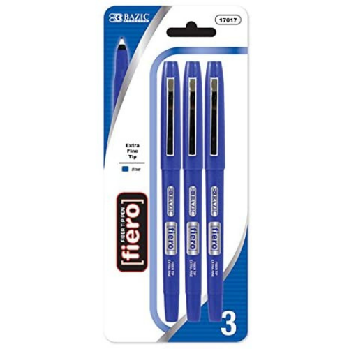 Fiero Blue Fiber Tip Pen, 3pk