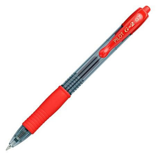 Pilot G2 Retractable Gel Ink Pen, Fine Point, Red Ink, 0.7mm