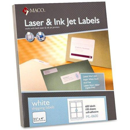 Mailing Labels, 3 1/3"x4", 600ct
