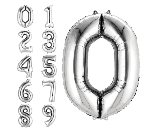Numerical Balloon, Silver, Metallic, 34"