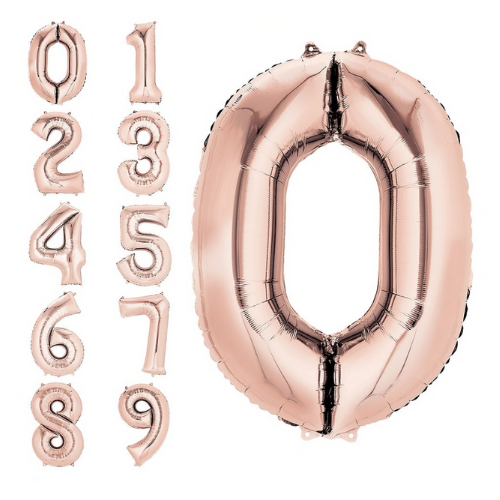 Numerical Balloon, Rose Gold, Metallic, 34"