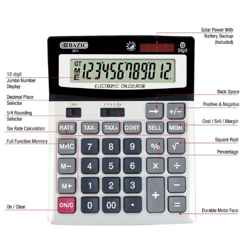 12-Digit Desktop Calculator w/ Profit Calculation & Tax Functions - Image 2