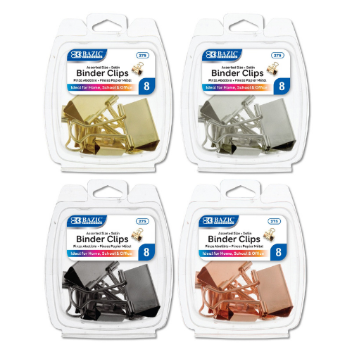 Binder Clips, Satin, Assorted Sizes