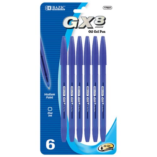 Oil Gel Pen, Blue (6/Pack)