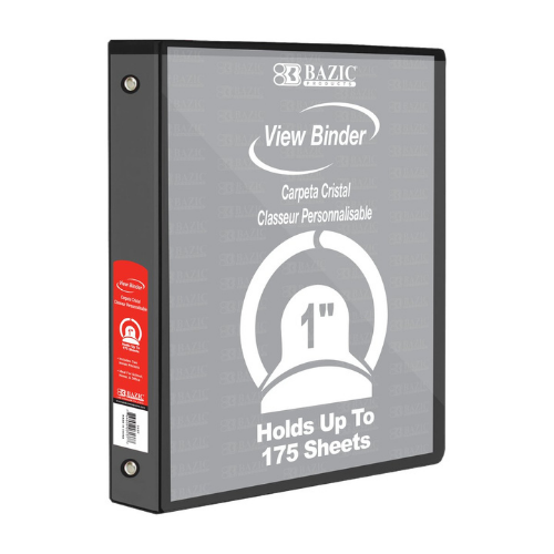 3-Ring Binder, Black, 1″