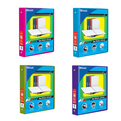 3-Ring Binder, Asst. Neon Colors, 1"