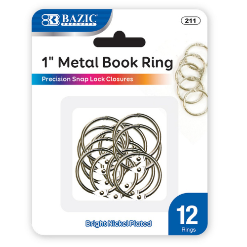 Metal Book Rings, 1" (12 Pack)