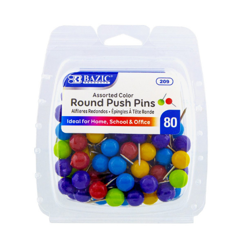Push Pins, Round, Asst. Colors