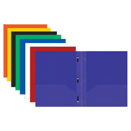 Portfolio w/3-Prong Fasteners, Plastic