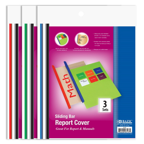 Report Cover w/Sliding Bar (3/Pack)