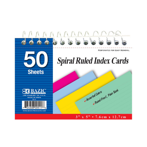 Index Cards, Spiral Bound (50/Ct.)
