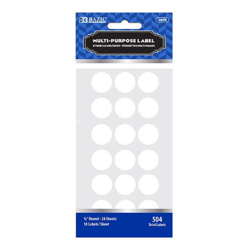 Labels, 3/4" Round (504/Pack)