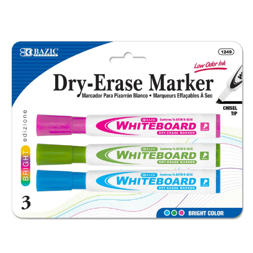 Dry Erase Markers, Chisel Tip (3/Pack)