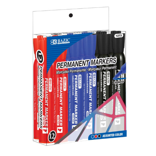 Permanent Markers, Chisel Tip (12/Pack)