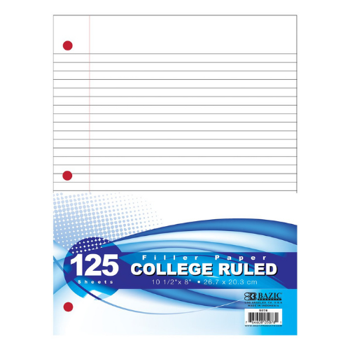 Filler Paper, College Ruled, 125 ct.
