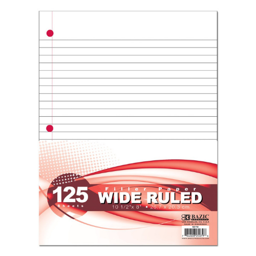 Filler Paper, Wide Ruled, 125 ct.