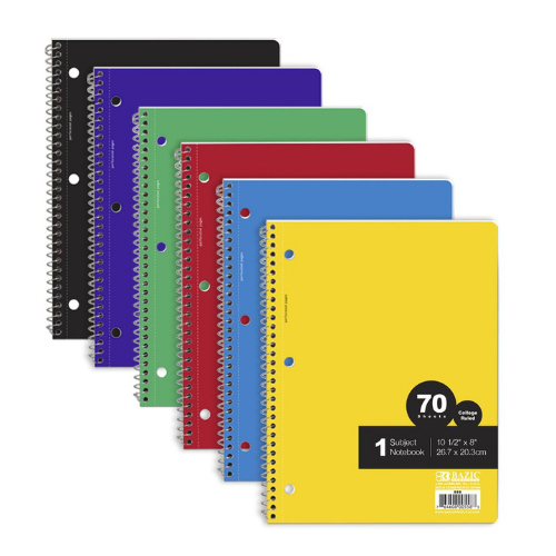Spiral Notebook, 1 Subject, College Ruled