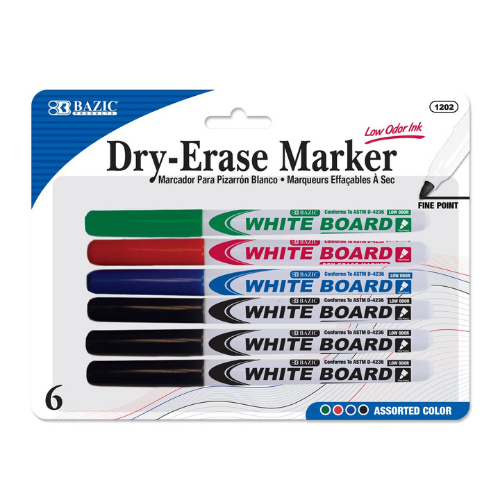 Fine Tip Dry-Erase Marker (6/Pack)