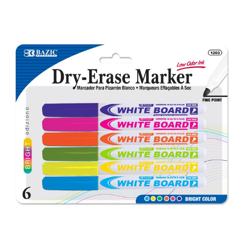 Fine Tip Dry-Erase Marker (6/Pack)
