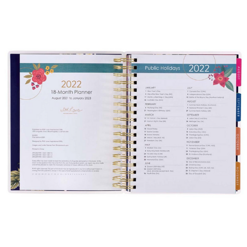 2022 Kindness Always Matters Wirebound 18 Month Planner - Image 4
