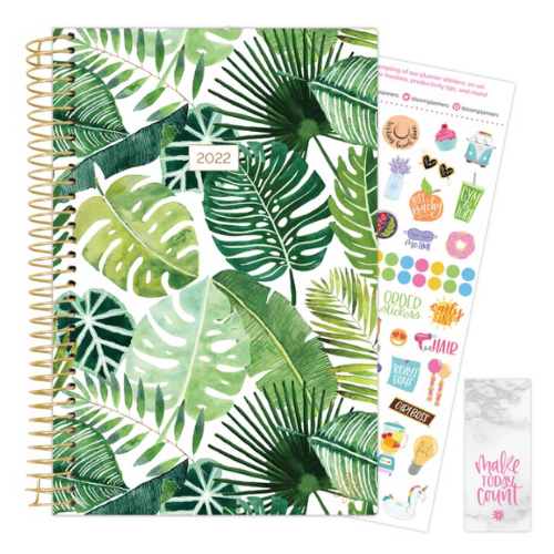 2022 Soft Cover Daily Planner & Calendar - Tropical Palm Leaves